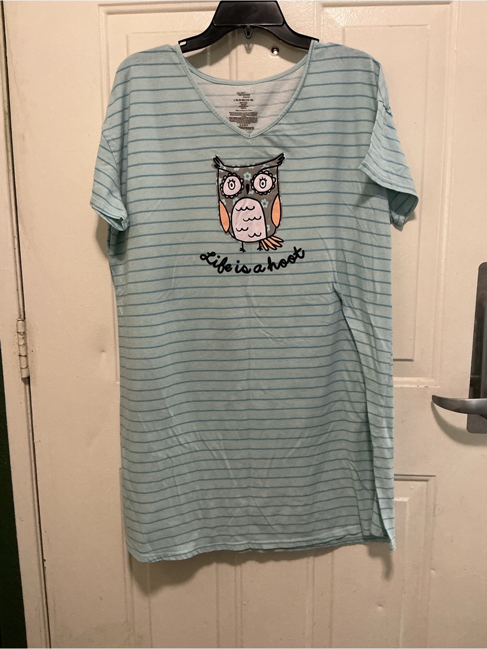 Secret Treasures Light Blue Striped Owl Sleep Shirt